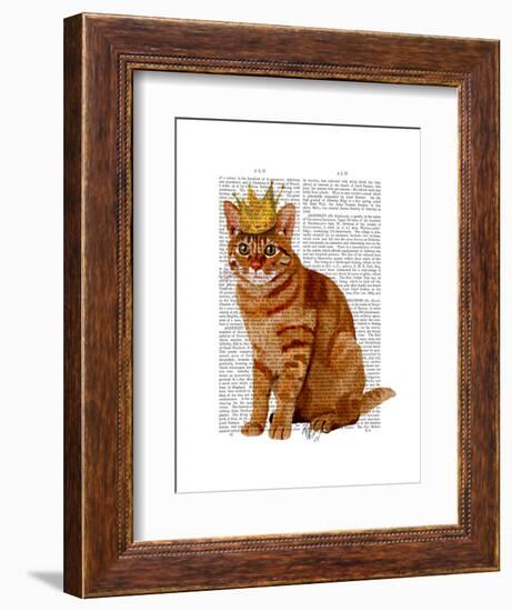 Ginger Cat with Crown Full-Fab Funky-Framed Art Print