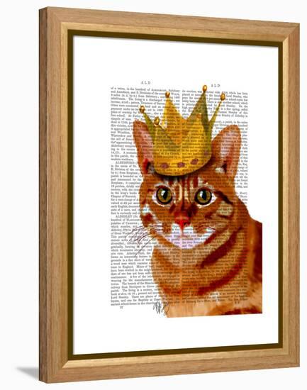 Ginger Cat with Crown Portrai-Fab Funky-Framed Stretched Canvas