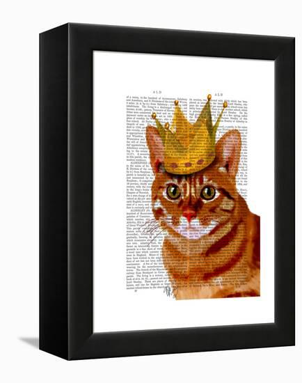 Ginger Cat with Crown Portrai-Fab Funky-Framed Stretched Canvas