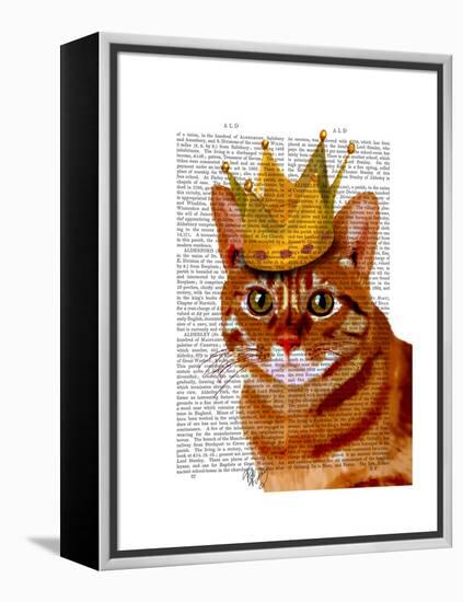 Ginger Cat with Crown Portrai-Fab Funky-Framed Stretched Canvas