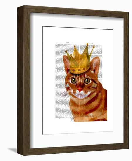 Ginger Cat with Crown Portrai-Fab Funky-Framed Art Print