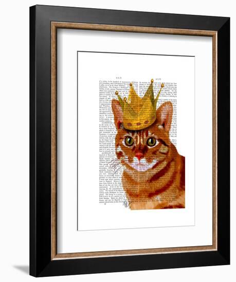 Ginger Cat with Crown Portrai-Fab Funky-Framed Art Print