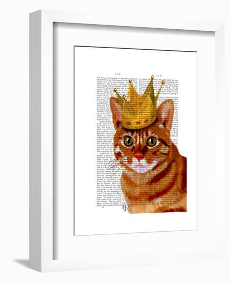 Ginger Cat with Crown Portrai-Fab Funky-Framed Art Print