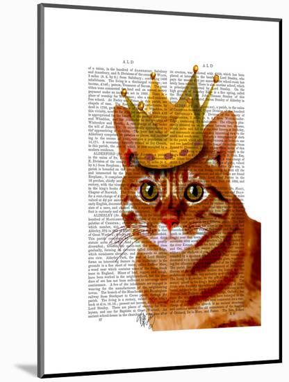 Ginger Cat with Crown Portrai-Fab Funky-Mounted Art Print
