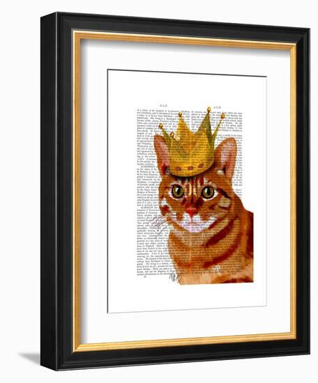 Ginger Cat with Crown Portrai-Fab Funky-Framed Art Print