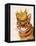 Ginger Cat with Crown Portrait-Fab Funky-Framed Stretched Canvas