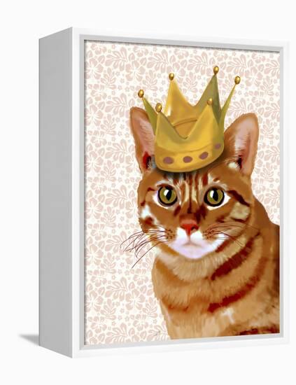 Ginger Cat with Crown Portrait-Fab Funky-Framed Stretched Canvas