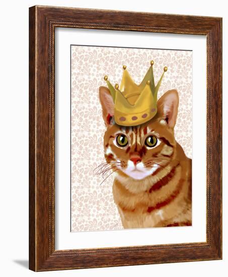 Ginger Cat with Crown Portrait-Fab Funky-Framed Art Print