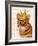 Ginger Cat with Crown Portrait-Fab Funky-Framed Art Print