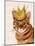 Ginger Cat with Crown Portrait-Fab Funky-Mounted Art Print