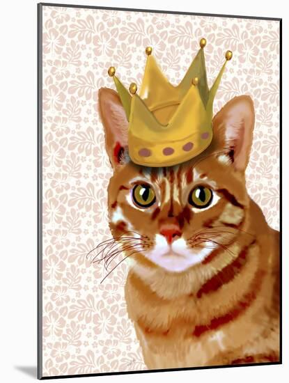 Ginger Cat with Crown Portrait-Fab Funky-Mounted Art Print