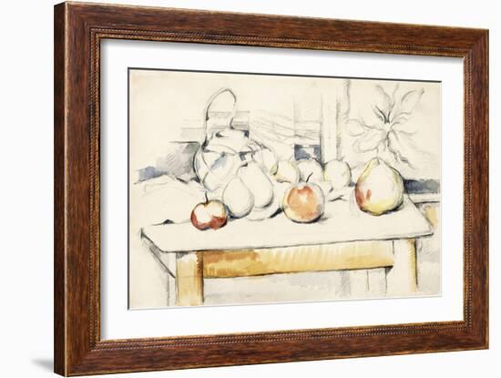 Ginger Jar and Fruit on a Table, 1888-90-Paul Cézanne-Framed Giclee Print