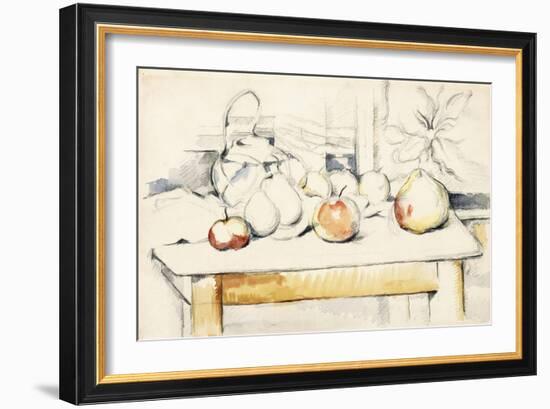 Ginger Jar and Fruit on a Table, 1888-90-Paul Cézanne-Framed Giclee Print