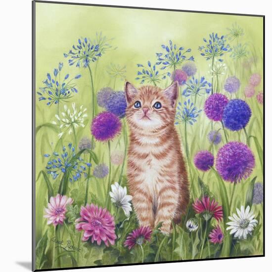 Ginger Kitten in Flowers-Janet Pidoux-Mounted Giclee Print