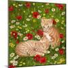 Ginger Kittens in Red Poppies-Janet Pidoux-Mounted Giclee Print