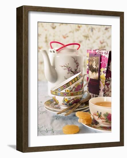 Ginger Tea with Teacups and Teapot-Jan-peter Westermann-Framed Photographic Print