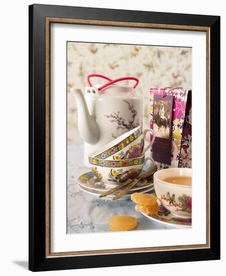 Ginger Tea with Teacups and Teapot-Jan-peter Westermann-Framed Photographic Print