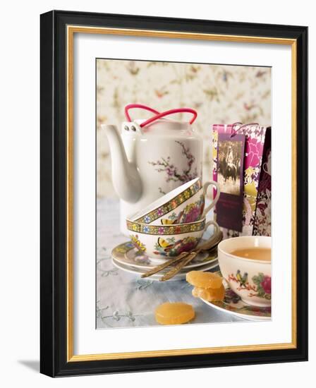 Ginger Tea with Teacups and Teapot-Jan-peter Westermann-Framed Photographic Print