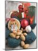 Gingerbread Tree Ornaments, Almonds, Mittens, Baubles & Candle-null-Mounted Photographic Print