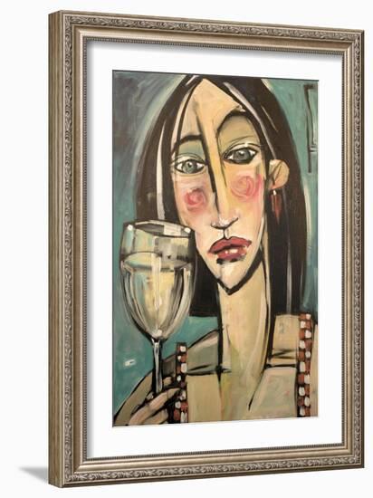 Gingham Girl with Wineglass-Tim Nyberg-Framed Giclee Print