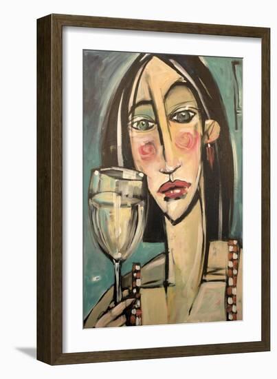 Gingham Girl with Wineglass-Tim Nyberg-Framed Giclee Print