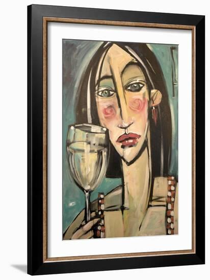 Gingham Girl with Wineglass-Tim Nyberg-Framed Giclee Print