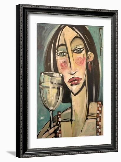 Gingham Girl with Wineglass-Tim Nyberg-Framed Giclee Print