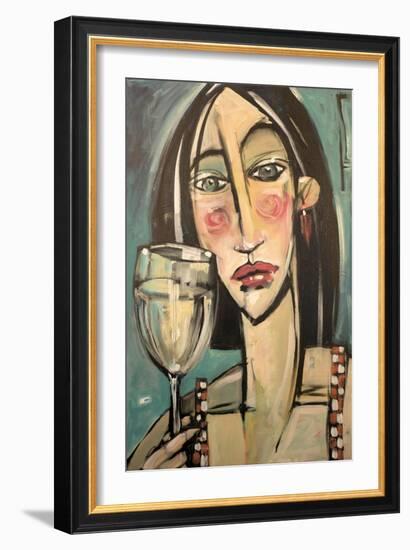 Gingham Girl with Wineglass-Tim Nyberg-Framed Giclee Print