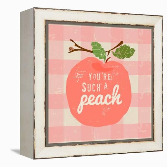 Gingham Peach-Lola Bryant-Framed Stretched Canvas