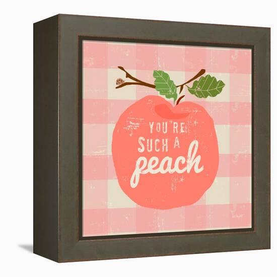 Gingham Peach-Lola Bryant-Framed Stretched Canvas