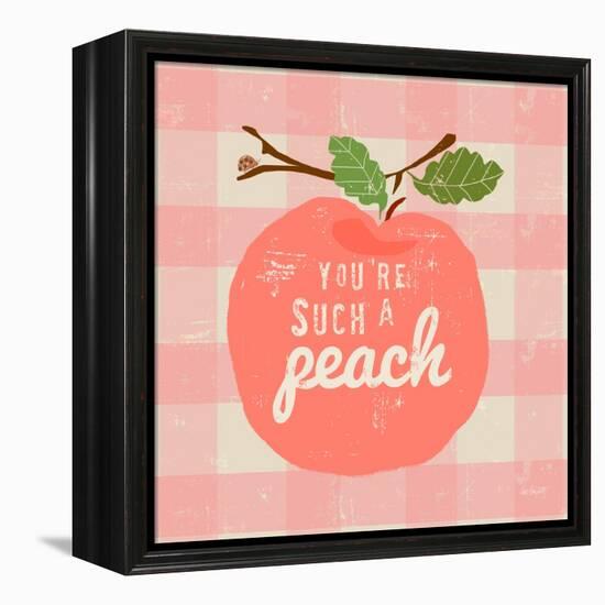 Gingham Peach-Lola Bryant-Framed Stretched Canvas