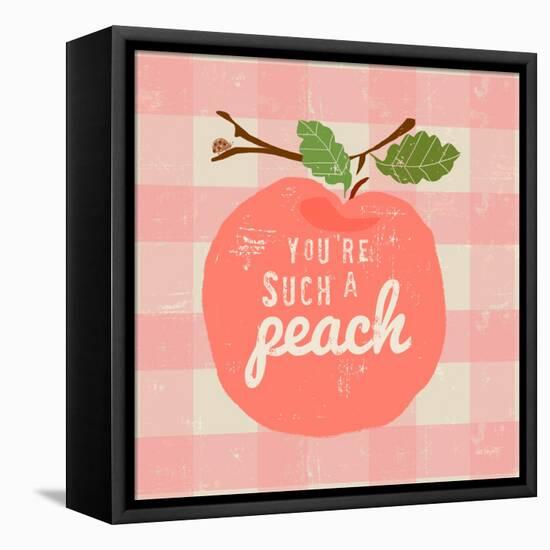 Gingham Peach-Lola Bryant-Framed Stretched Canvas