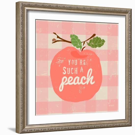 Gingham Peach-Lola Bryant-Framed Art Print