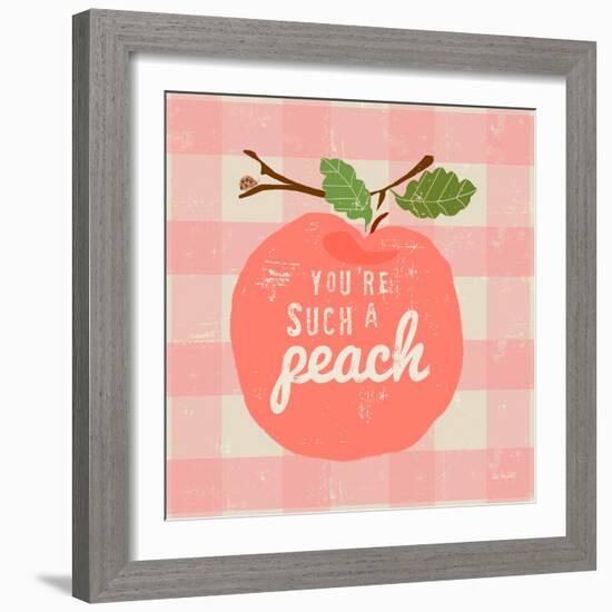 Gingham Peach-Lola Bryant-Framed Art Print