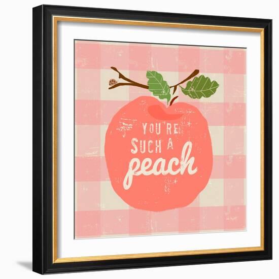 Gingham Peach-Lola Bryant-Framed Art Print