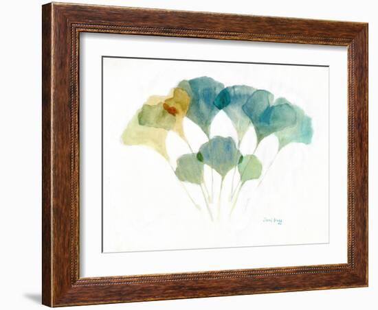 Ginkgo Leaves Layered with Soft Colors, C.2021 (Watercolor and Casein on Paper)-Janel Bragg-Framed Giclee Print