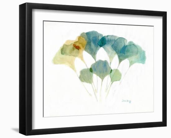 Ginkgo Leaves Layered with Soft Colors, C.2021 (Watercolor and Casein on Paper)-Janel Bragg-Framed Giclee Print