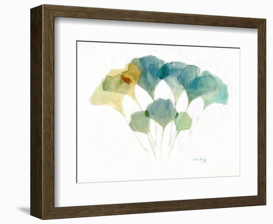 Ginkgo Leaves Layered with Soft Colors, C.2021 (Watercolor and Casein on Paper)-Janel Bragg-Framed Giclee Print
