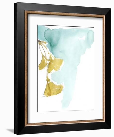 Ginkgo on Dusty Teal IX-Jennifer Goldberger-Framed Art Print