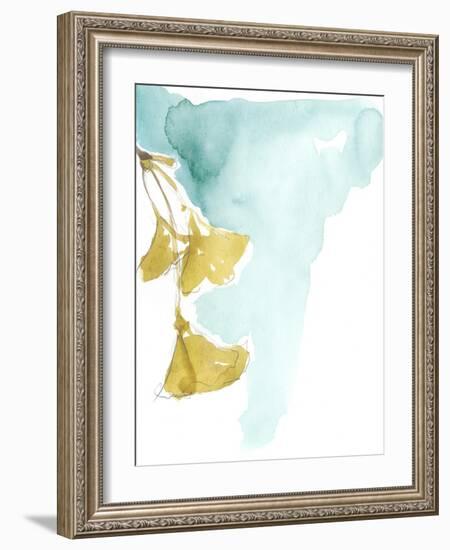 Ginkgo on Dusty Teal IX-Jennifer Goldberger-Framed Art Print