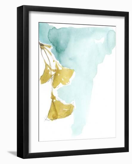 Ginkgo on Dusty Teal IX-Jennifer Goldberger-Framed Art Print