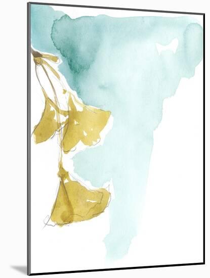 Ginkgo on Dusty Teal IX-Jennifer Goldberger-Mounted Art Print