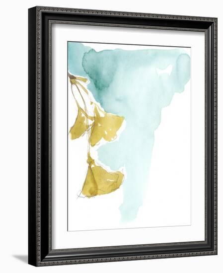 Ginkgo on Dusty Teal IX-Jennifer Goldberger-Framed Art Print