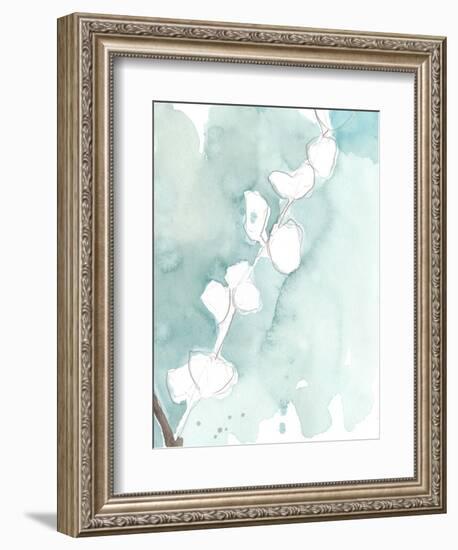 Ginkgo on Dusty Teal V-Jennifer Goldberger-Framed Art Print