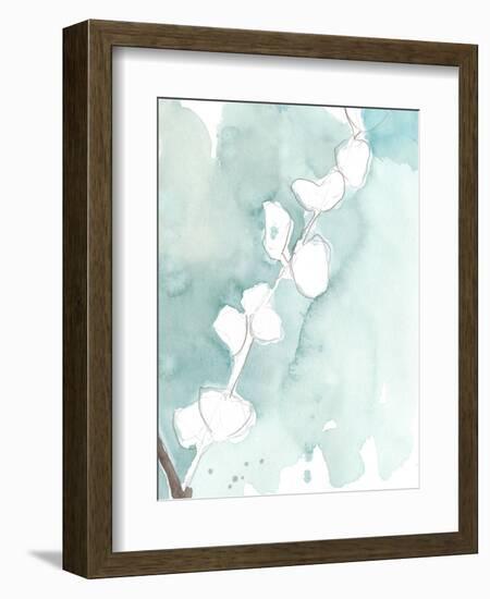 Ginkgo on Dusty Teal V-Jennifer Goldberger-Framed Art Print