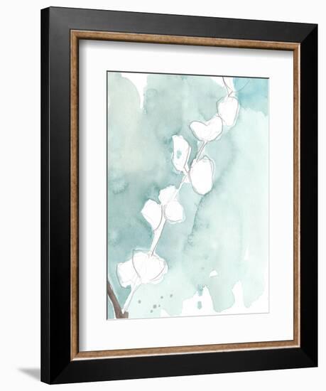 Ginkgo on Dusty Teal V-Jennifer Goldberger-Framed Art Print