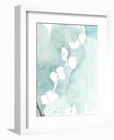 Ginkgo on Dusty Teal V-Jennifer Goldberger-Framed Art Print