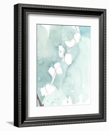 Ginkgo on Dusty Teal V-Jennifer Goldberger-Framed Art Print