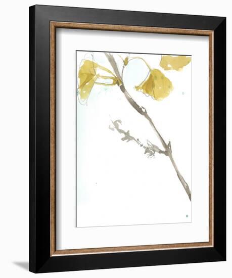 Ginkgo on Dusty Teal VI-Jennifer Goldberger-Framed Art Print