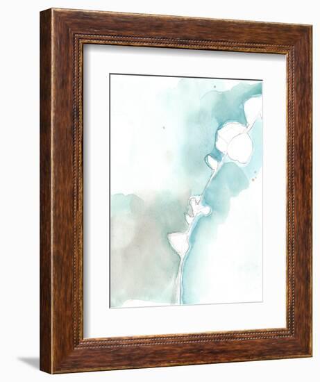 Ginkgo on Dusty Teal VII-Jennifer Goldberger-Framed Art Print